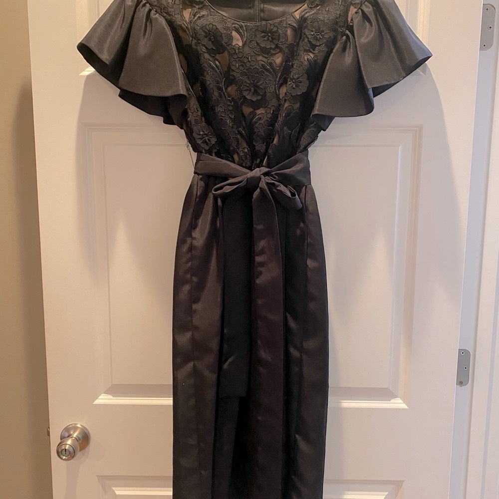 Miss Elliette Black Dress with Lace Accents